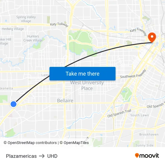 Plazamericas to UHD map