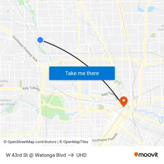 W 43rd St @ Watonga Blvd to UHD map