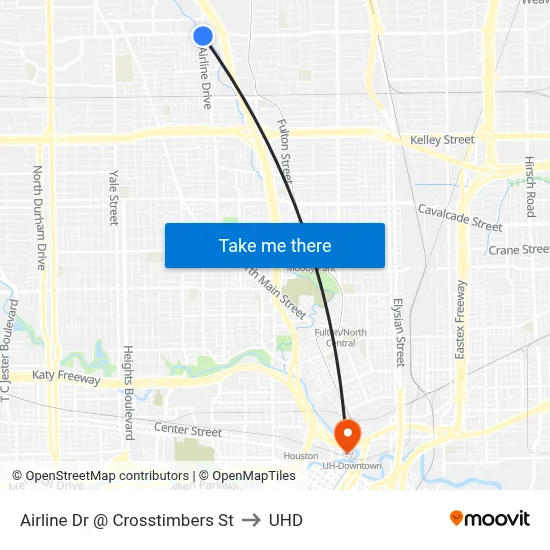 Airline Dr @ Crosstimbers St to UHD map