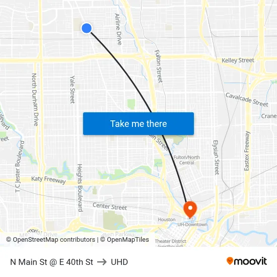 N Main St @ E 40th St to UHD map