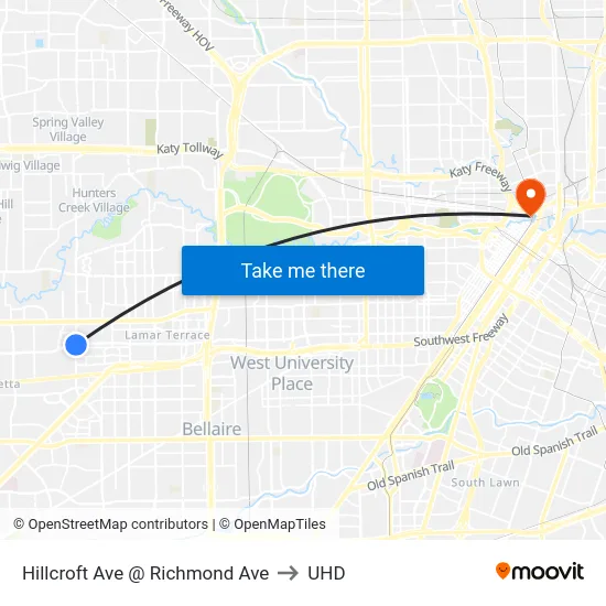 Hillcroft Ave @ Richmond Ave to UHD map