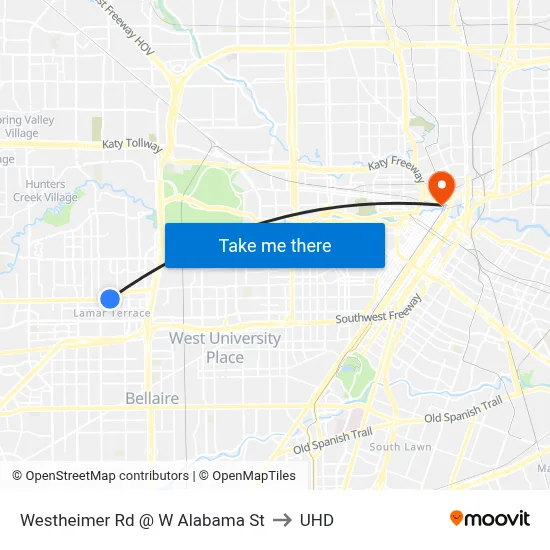 Westheimer Rd @ W Alabama St to UHD map