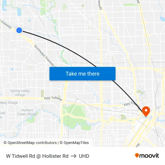W Tidwell Rd @ Hollister Rd to UHD map