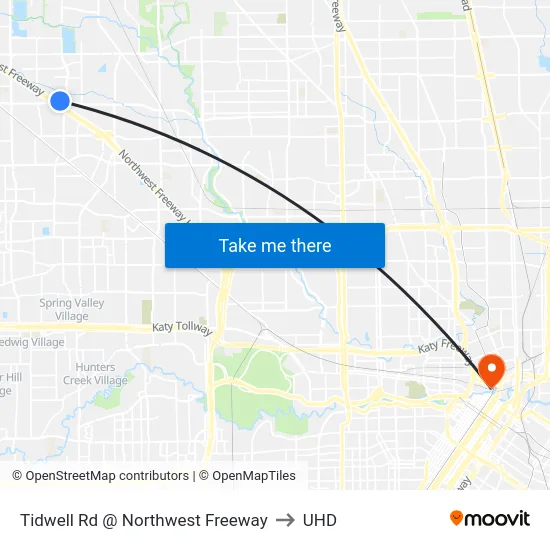 Tidwell Rd @ Northwest Freeway to UHD map