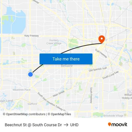 Beechnut St @ South Course Dr to UHD map