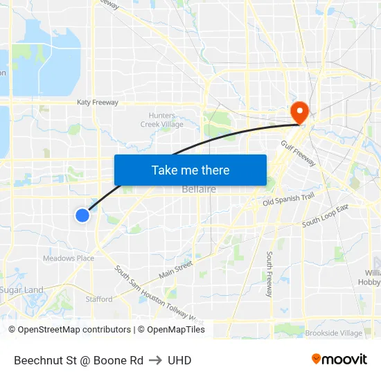 Beechnut St @ Boone Rd to UHD map