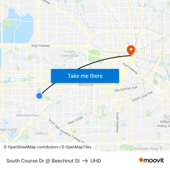South Course Dr @ Beechnut St to UHD map