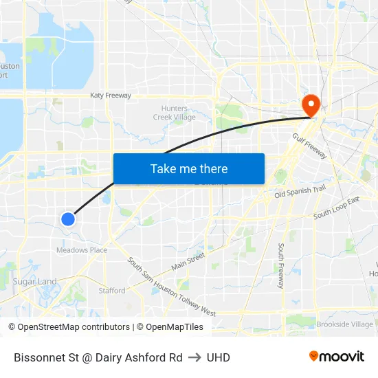 Bissonnet St @ Dairy Ashford Rd to UHD map