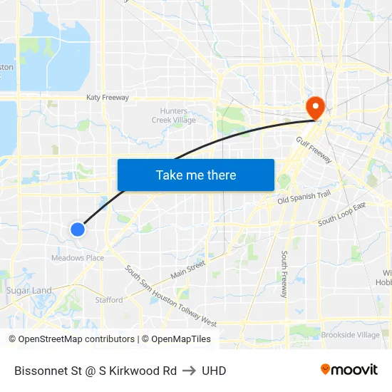 Bissonnet St @ S Kirkwood Rd to UHD map
