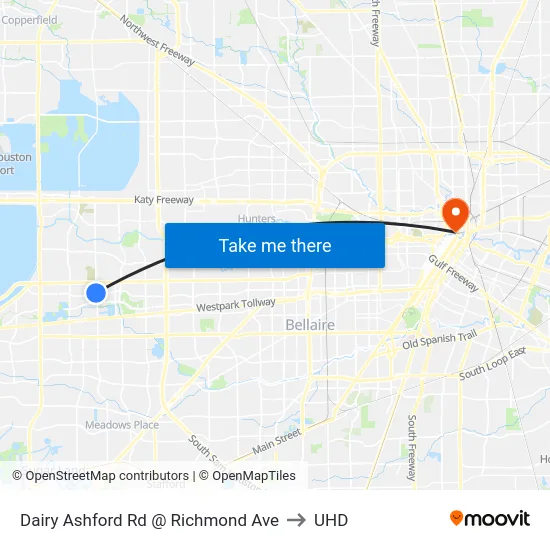 Dairy Ashford Rd @ Richmond Ave to UHD map