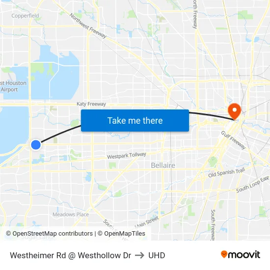 Westheimer Rd @ Westhollow Dr to UHD map
