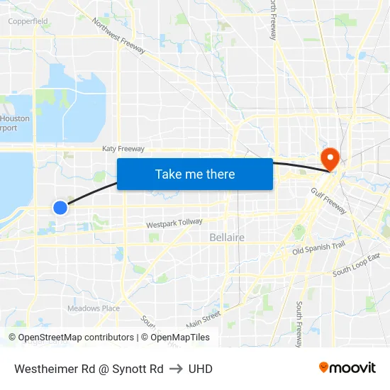Westheimer Rd @ Synott Rd to UHD map