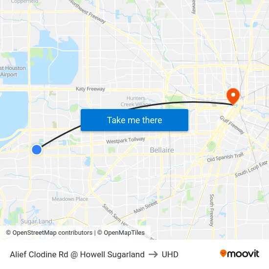 Alief Clodine Rd @ Howell Sugarland to UHD map