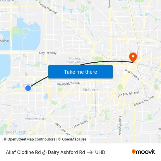 Alief Clodine Rd @ Dairy Ashford Rd to UHD map