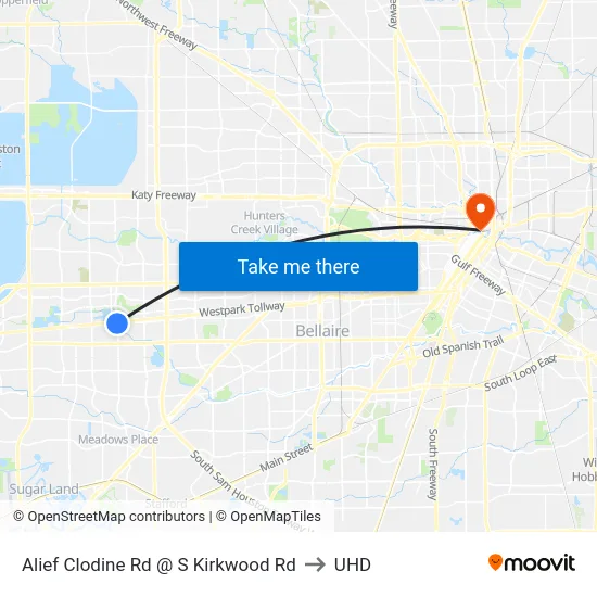 Alief Clodine Rd @ S Kirkwood Rd to UHD map