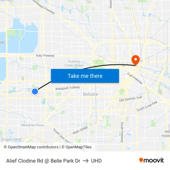 Alief Clodine Rd @ Belle Park Dr to UHD map