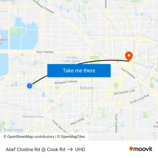 Alief Clodine Rd @ Cook Rd to UHD map