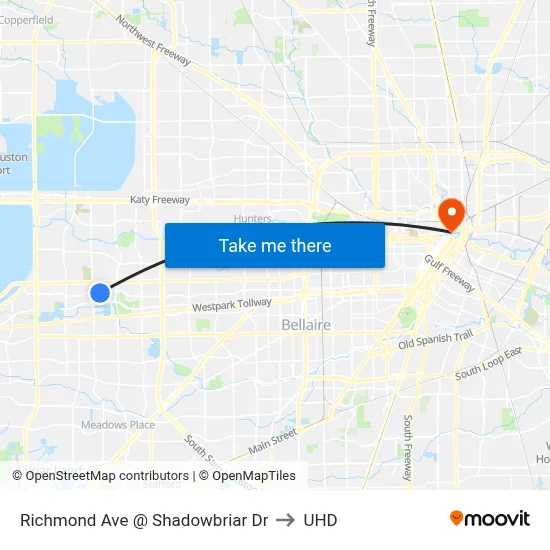 Richmond Ave @ Shadowbriar Dr to UHD map