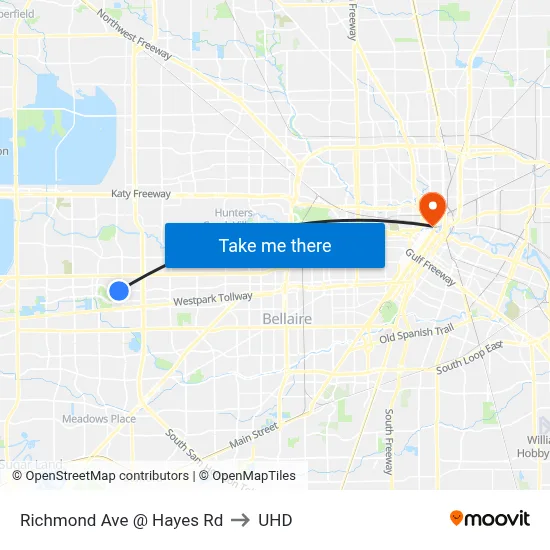 Richmond Ave @ Hayes Rd to UHD map