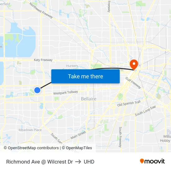 Richmond Ave @ Wilcrest Dr to UHD map