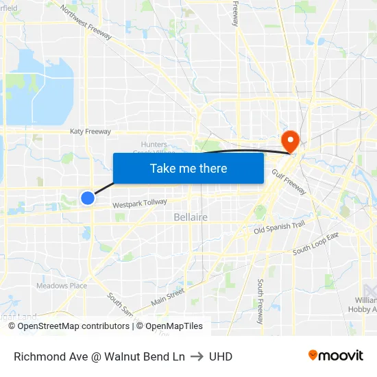 Richmond Ave @ Walnut Bend Ln to UHD map