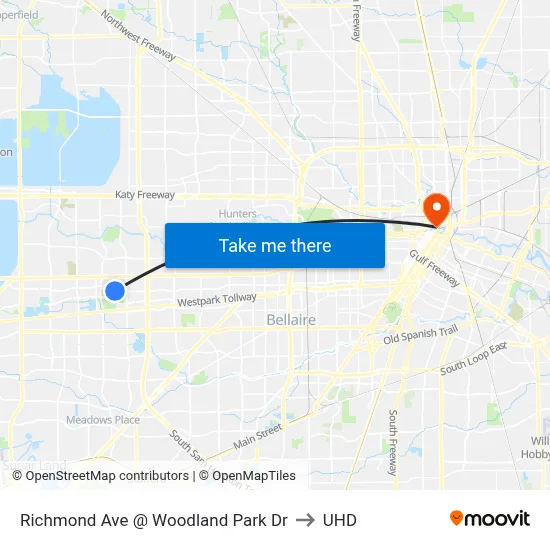 Richmond Ave @ Woodland Park Dr to UHD map