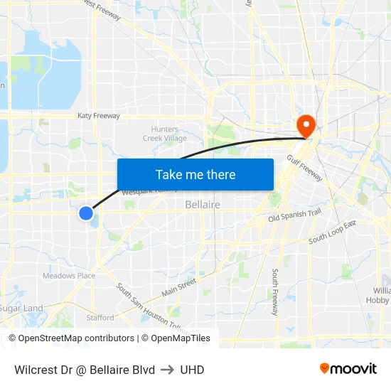 Wilcrest Dr @ Bellaire Blvd to UHD map