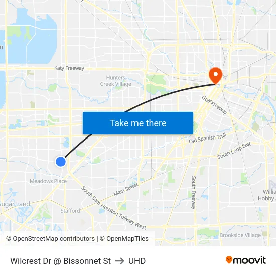 Wilcrest Dr @ Bissonnet St to UHD map