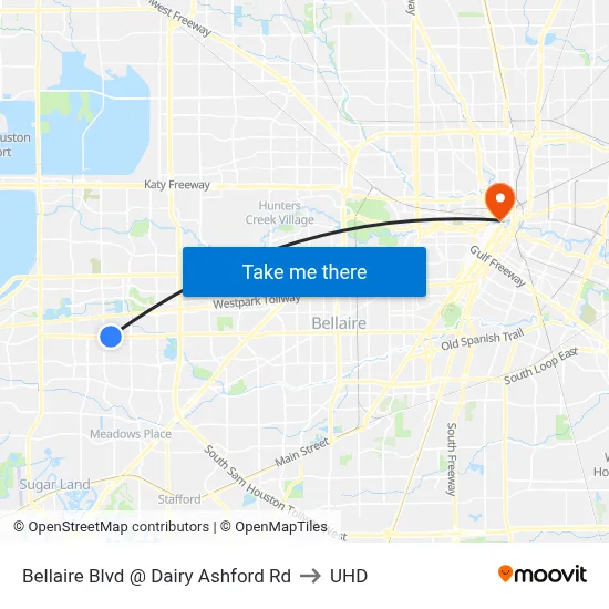 Bellaire Blvd @ Dairy Ashford Rd to UHD map