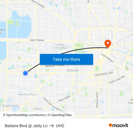 Bellaire Blvd @ Jetty Ln to UHD map