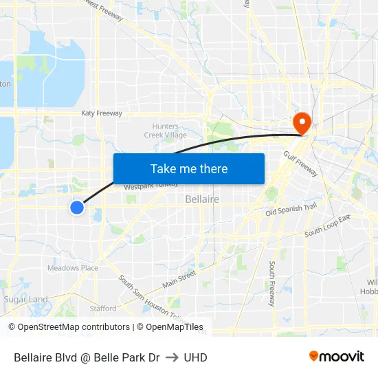 Bellaire Blvd @ Belle Park Dr to UHD map
