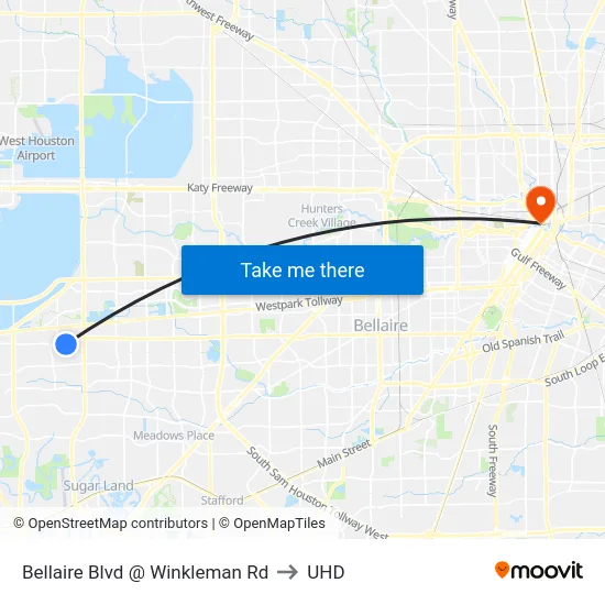 Bellaire Blvd @ Winkleman Rd to UHD map
