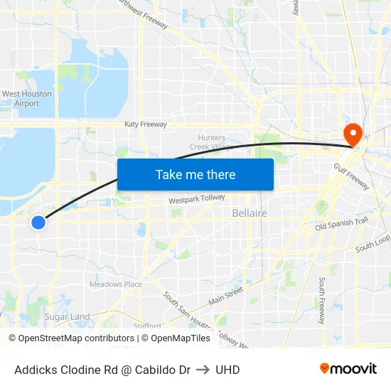 Addicks Clodine Rd @ Cabildo Dr to UHD map