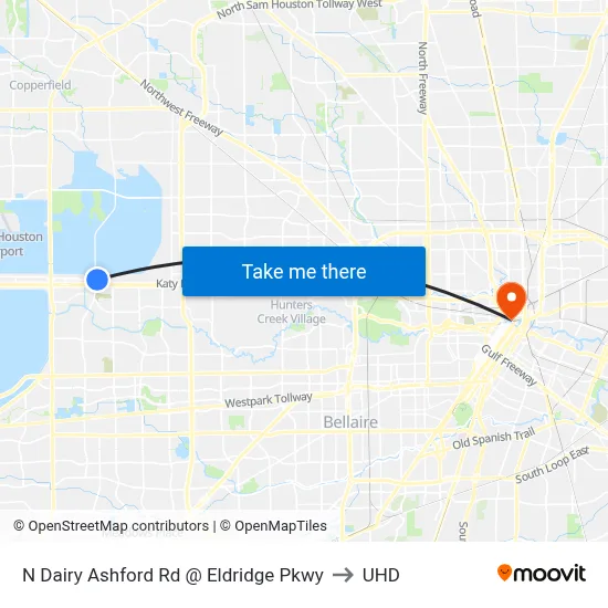 N Dairy Ashford Rd @ Eldridge Pkwy to UHD map