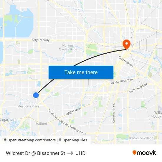 Wilcrest Dr @ Bissonnet St to UHD map