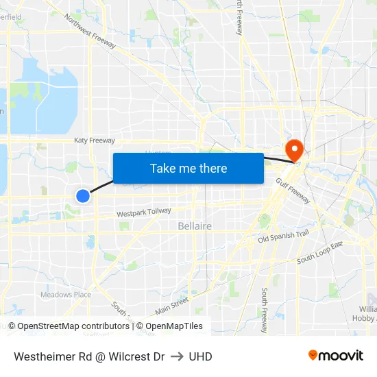 Westheimer Rd @ Wilcrest Dr to UHD map