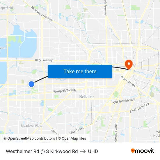 Westheimer Rd @ S Kirkwood Rd to UHD map