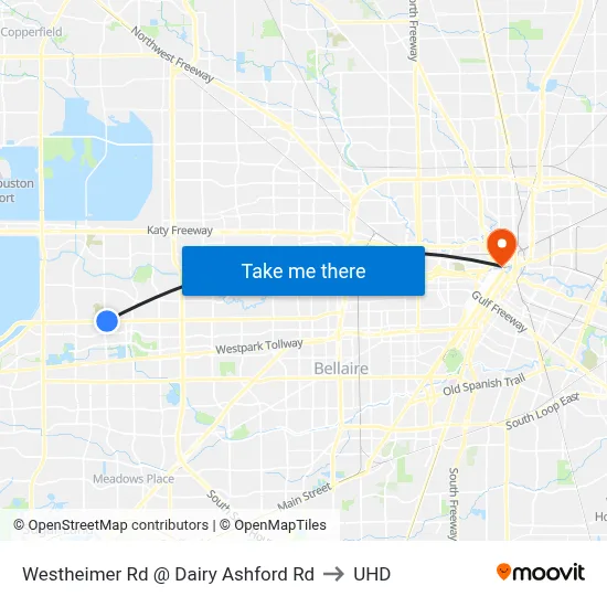 Westheimer Rd @ Dairy Ashford Rd to UHD map