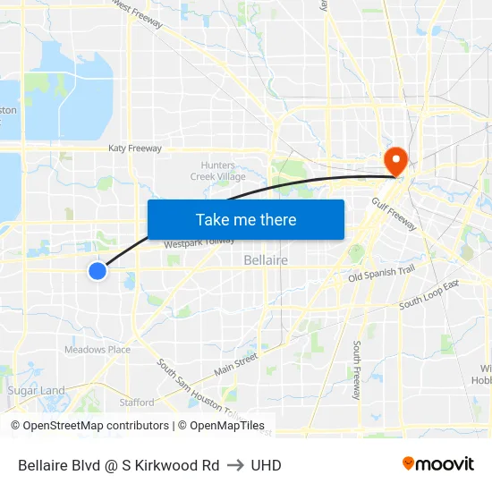 Bellaire Blvd @ S Kirkwood Rd to UHD map