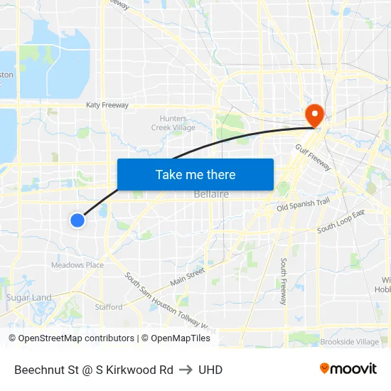 Beechnut St @ S Kirkwood Rd to UHD map
