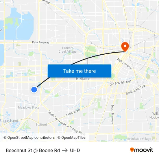 Beechnut St @ Boone Rd to UHD map