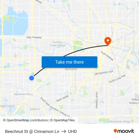 Beechnut St @ Cinnamon Ln to UHD map
