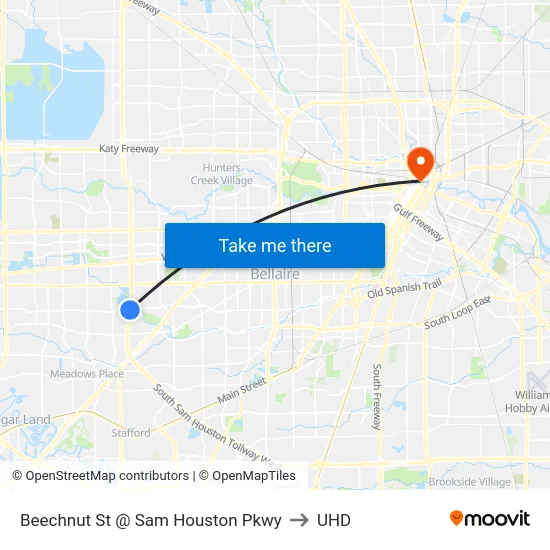 Beechnut St @ Sam Houston Pkwy to UHD map