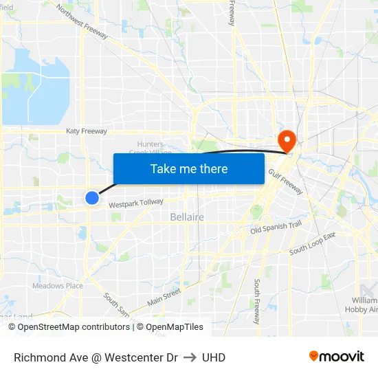 Richmond Ave @ Westcenter Dr to UHD map