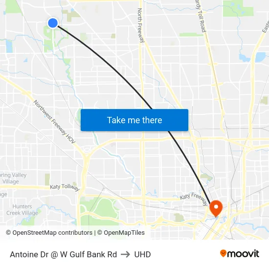 Antoine Dr @ W Gulf Bank Rd to UHD map