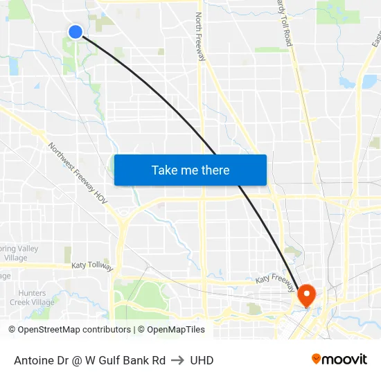 Antoine Dr @ W Gulf Bank Rd to UHD map