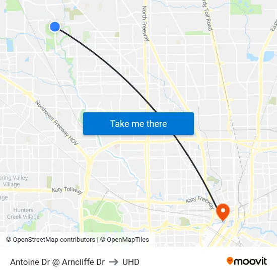Antoine Dr @ Arncliffe Dr to UHD map