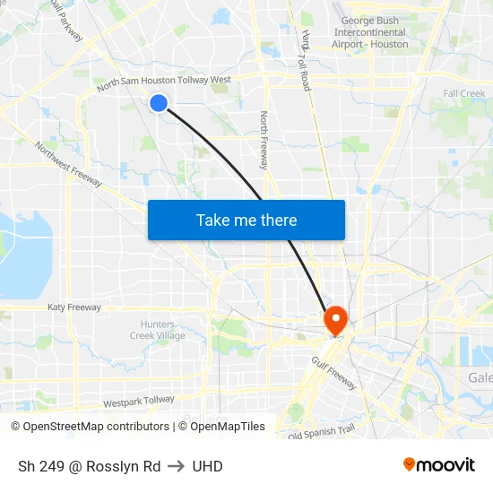 Sh 249 @ Rosslyn Rd to UHD map