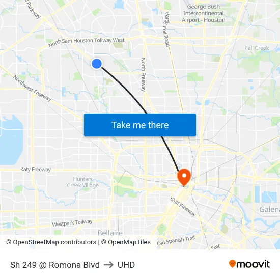 Sh 249 @ Romona Blvd to UHD map