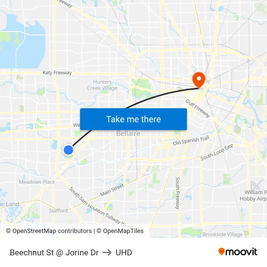 Beechnut St @ Jorine Dr to UHD map